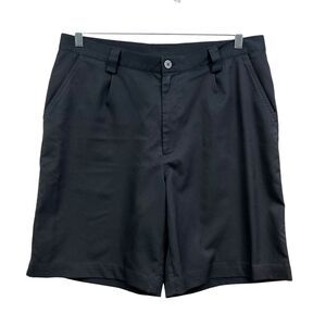 Under Armour‎ Mens Chino Shorts Pleated Loose Slash Pockets Zip Fly Black Sz W36